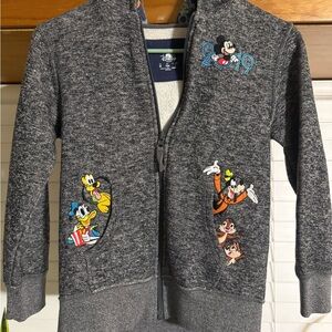 Disney Gray Kids Zip Hoodie with Mickey, Goofy & Friends Embroidered Patches